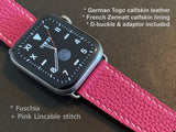 [Bespoke] German Togo calf skin Apple watch band / Galaxy watch band with Zermatt lining. D-buckle and adaptors are included